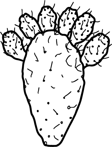 Cactus opuntia vector clipart black white style PNG transparent no background