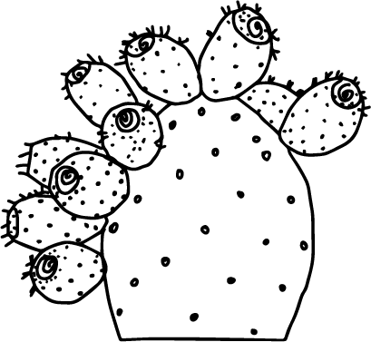 Cactus Prickly pear vector clipart black and white transparent no background