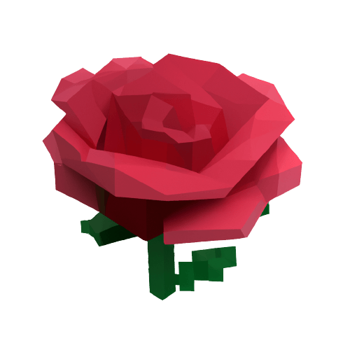 Red geometric rose in PNG no background